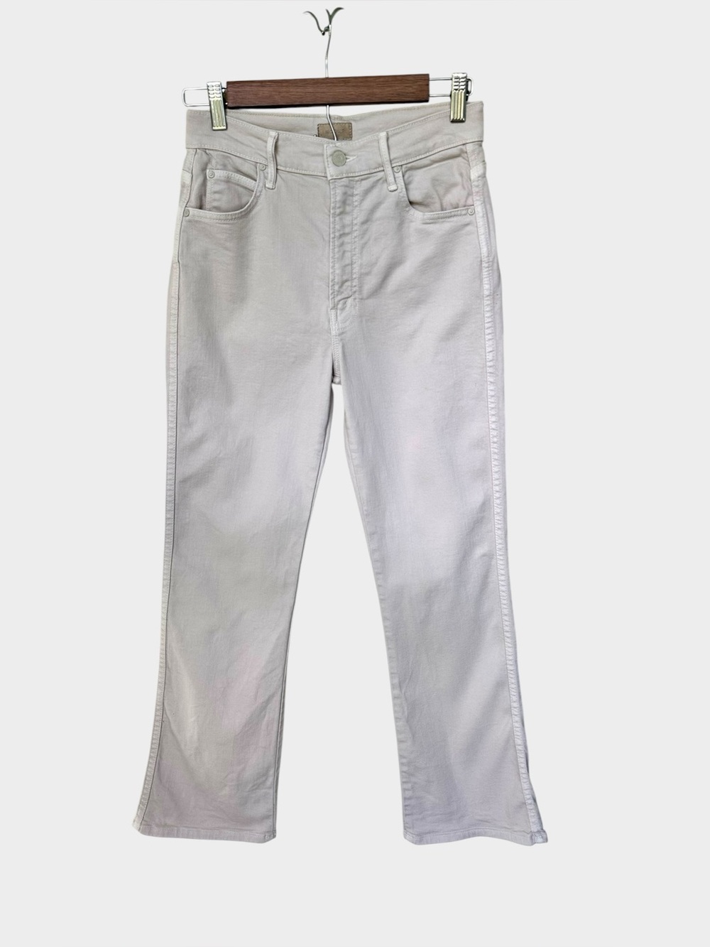 MOTHER The Mid Rise Smokin' Double-Flood Jeans Ecru size 27